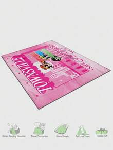 THE POWERPUFF GIRLS X SHEIN 1 Chăn lông cừu Powerpuff mềm mại, nhẹ, thân thiện với thú cưng, dùng cho phòng ngủ, ghế sofa, phòng làm việc, trang trí nhà cửa ấm cúng, ý tưởng quà tặng cho người lớn - Nhiều màu - Xem 2