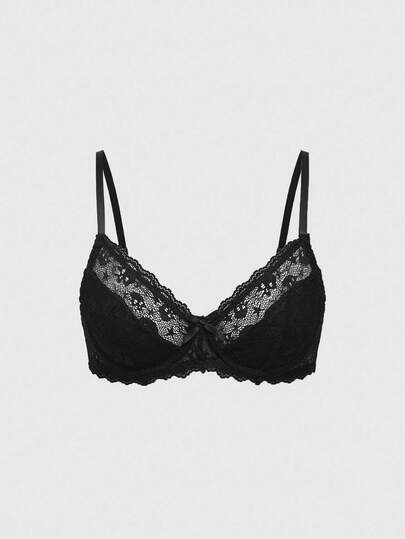 Soutien-gorge bralette avec armature et garniture de dentelle gothique, Halloween