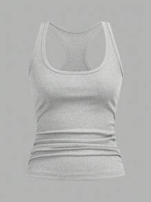 Slaydiva 2025 Sommer/Herbst Neue Lässig Basic Allround Weiß mit tiefem U-Ausschnitt und Damen Trägershirt, Zweierpack, Weiß + Hellgrau, Alltag, Treffen mit Freunden, Reisen, Abschluss, Brunch, Schulbeginn, Pendeln, vielseitig einsetzbar