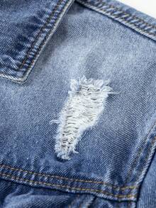 青少年男孩休闲复古破洞牛仔夹克