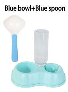 Double Bowl Pet Feeder With Water Dispenser - Plastic Cat & Dog Food Dish Set, Pastel Portable Design, Leak-Proof - Multicolor - View 10