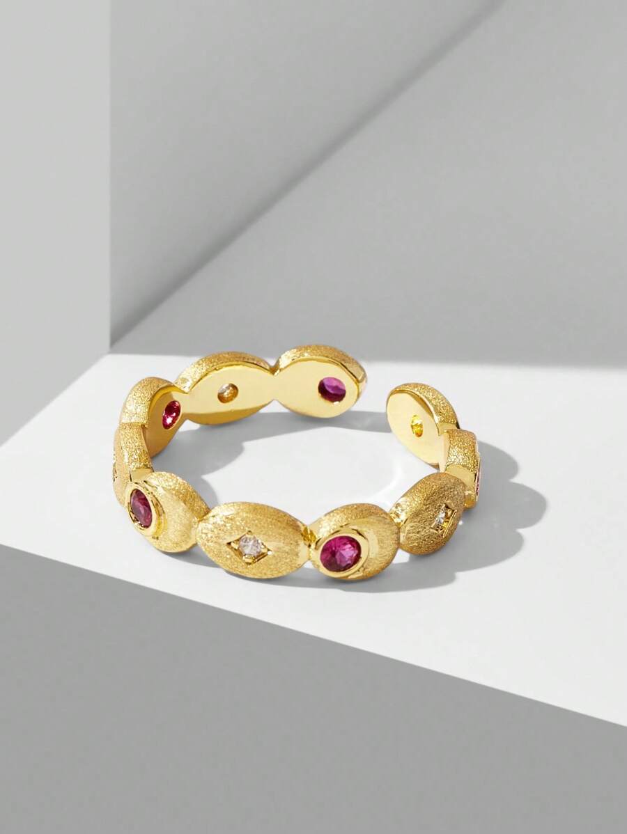 MOTF PREMIUM 18K GOLD-PLATED PURPLE STONE OPEN RING