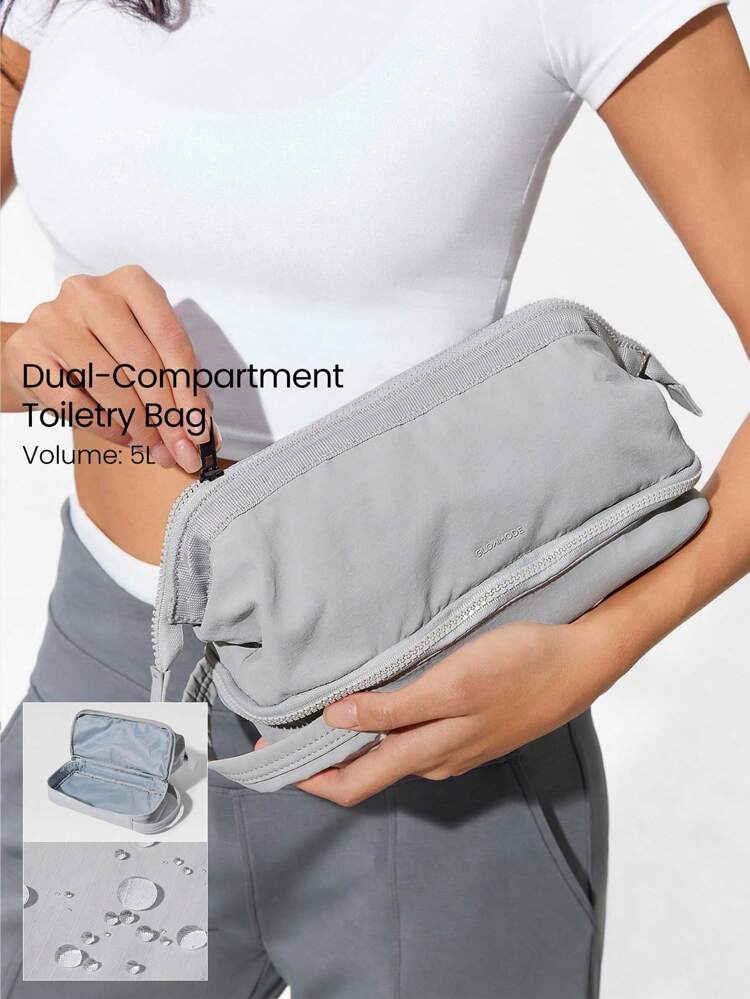 5L Glow The Distance Water-Repellent Zipper Closure Dual-Compartment Storage Logo Toiletry Bag Gym Travel Daily Casual Fall Winter