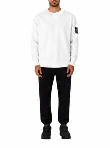 Calvin Klein Áo nỉ cổ tròn đa năng tối giản thường ngày dành cho nam - trắng - Xem 3