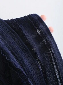 Sweetra 女式纯色褶皱无袖上衣和迷你裙两件套 - 藍色 - 查看 3