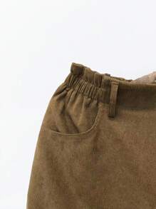 Omancia 女士休闲纯色灯芯绒裤，适合秋季穿着 - 卡其色 - 查看 4