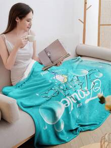 THE POWERPUFF GIRLS X SHEIN 泡泡图案毛毯蓝绿色美学柔软蓬松盖毯舒适卡通床罩卡哇伊可爱闪亮装饰 - 彩色 - 查看 8