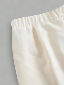 Girlism 青少年女孩休闲时尚圆领荷叶边泡泡袖纽扣上衣和长裤套装 - 杏色 - 查看 6