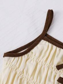 2 件套青少年女孩休闲甜美可爱纹理泡泡褶面料吊带背心上衣和宽松阔腿裤套装，适合日常、度假、郊游、姐妹街拍、春夏季