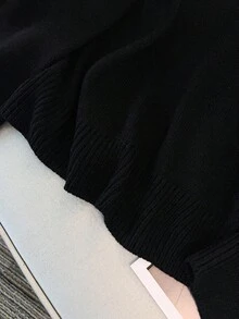 GlowEve CURVE 秋冬大码休闲串珠装饰圆领毛衣 - 黑色 - 查看 9