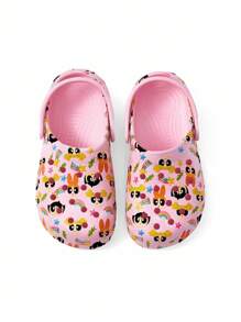 THE POWERPUFF GIRLS X SHEIN 可爱花朵、泡泡、毛茛图案粉色女童花园拖鞋，透气速干儿童水鞋，轻便耐用EVA材质，花朵、泡泡、毛茛图案，适合室内、浴室、游乐场、游泳池、海滩等场所穿着，Y2K - 粉色 - 查看 5