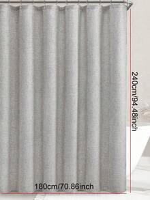 SHEIN ستارة حمام سميكة من قماش الكتان الاصطناعي الرمادي مع خطافات معدنية - قماش ثقيل ومقاوم للماء وسريع الجفاف لخصوصية الحمام وديكور، اكسسوارات الحمام ديكور المنزل ديكور الخريف عودة إلى المدرسة - رمادي - مشاهدة 9