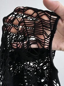 Whyspr 萬聖節休閒龐克大尺碼連身衣 女款秋季服飾 - 黑色 - 查看 7