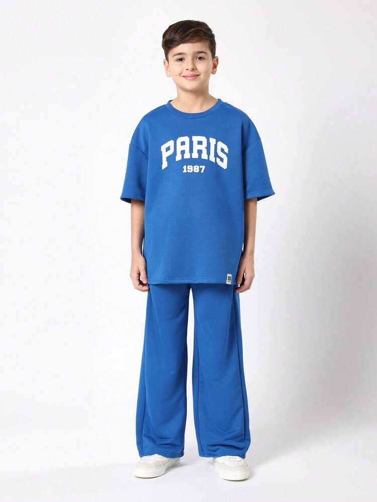 Paris Logo Print Two Piece Co-Ord Set