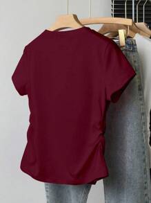 INAWLY Camiseta sencilla y lisa para mujer de talla grande, de moda para el verano