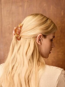 MOTF PREMIUM ACETATE YELLOW MICRO-INLAID RHINESTONE HAIR CLAW CLIP - Rust Brown - View 5