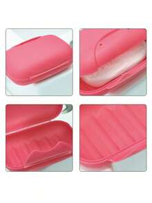 1pc Portable Travel Sealed Plastic Soap Box With Lid, Lock Buckle And Storage Container In Pink Home Bathroom Decor Fall Decor Back To School