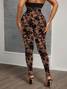 Slaydiva 复古蕾丝休闲针织紧身女式长款打底裤，适合夏季