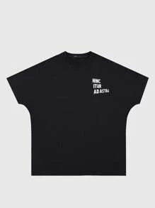 ROMWE MEN Street Life Camiseta de Manga Curta com Gráfico de Figura Vintage Desgastada Masculina, Estilo Verão, Anos 2000 - Preto - Visão 2