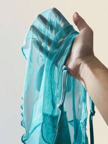 SHEIN ICON Women's Summer Casual Vacation Ruffle Trim Camisole Top & Mini Skirt 2 Pieces Set Fall Women Clothes Aqua Dress Sequin Dress - Teal Blue - View 15