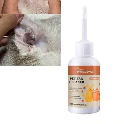Dung dịch nhỏ tai cho thú cưng làm sạch tai, loại bỏ bụi bẩn và ráy tai, khử mùi hôi, dung dịch vệ sinh tai dịu nhẹ, dùng được cho cả chó và mèo, 50ml/1.69fl.Oz