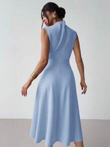 Firerie Váy ngắn xếp ly chữ A, màu đỏ, thanh lịch, tối giản, tinh tế, lãng mạn, ngọt ngào, đi làm hàng ngày, tiệc cưới, lễ hội âm nhạc, kỳ nghỉ - Màu xanh lam - Xem 7