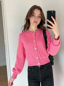 Tween Girls Cardigans Regular Style Girls Bowknot Cardigan, Suitable For Outdoor Wear In Autumn/Winter, Suitable For Home Scenes, Suitable For Children To Play And Wear Back To School, Pink Fall - Hot Pink - View 10