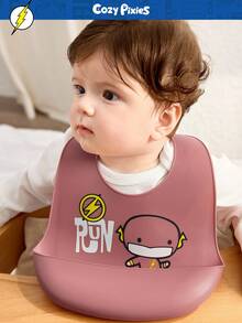 Cozy Pixies 可爱卡通字母图案婴儿硅胶围兜 - 乾枯玫瑰色 - 查看 2