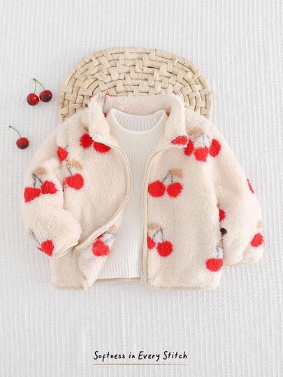 Cozy Pixies Chaqueta de niña con estampado floral, forro térmico y manga larga gruesa, casual y versátil para otoño/invierno