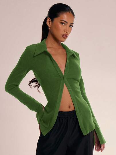 MUSERA Hook And Eye Collar Shirt Vacation Elegant Holidays Party Spring Summer