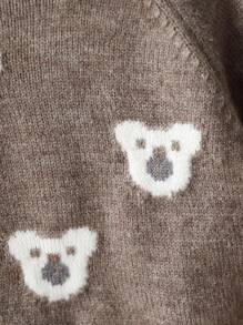 SHEIN Playful Pals Baby Boys' Camel Bear Jacquard Knit Sweater Set, Soft & Thick Fabric, Suitable For Casual Wear, Autumn/Winter Fall