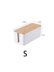 SHEIN 1 Stück Bambus und Holz Kabel Aufbewahrungsbox, Datenkabel Aufbewahrungsbox, Stromkabel Ordnungsbox, Sortierbox, Steckdosen Computerkabel Regal und Steckdosenbox