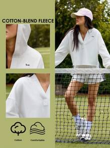 Fluxe 女士休闲纯色针织宽松运动衫 - 白色 - 查看 8