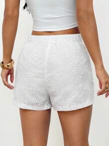 SHEIN PETITE 女式刺绣裹腰系带裙裤