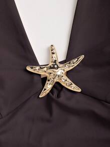 Sweetra Đầm Maxi Xòe Tay Halter Cổ Thấp Phối Ren Thời Trang Châu Âu Và Mỹ Cho Nữ, Phong Cách Mùa Hè, Thường Ngày, Kỳ Nghỉ - Cà phê nâu - Xem 6