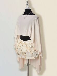 Sweetina Women's Sequin Embroidered Overlap Ruched Bodycon Mini Skirt - Apricot - View 8