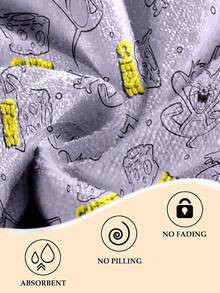 TOM & JERRY X SHEIN Cartoon Pattern Ultra-Soft Beach Towel - Premium Microfiber Travel Must-Have, Super Absorbent, Multi-Use For Seaside, Bath & Pet Care