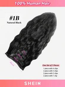 Natural Wave Clip In Human Hair Extensions 120g/Set Clips In Extension Full Head Brazilian Clip On Hair Extension For Women Winter Christmas Halloween Costumes Autumn Outfits Women Fall Outfits - S1B - View 2