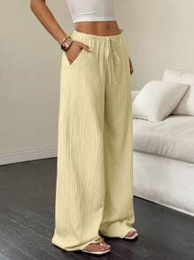 Flirla 女士纯色时尚长裤，适合夏季