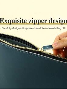 Leather Business A4 File Folder Zipper Document Bag Contract File Organizer Briefcase Portfolio,Bag For Contract/Invoice Storage,Back To School,School Supplies - Multicolor - View 4