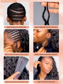 Boho Braids 1 件水波纹钩针真人发接发无结预分离羽毛真人发棕色 14-20 英寸