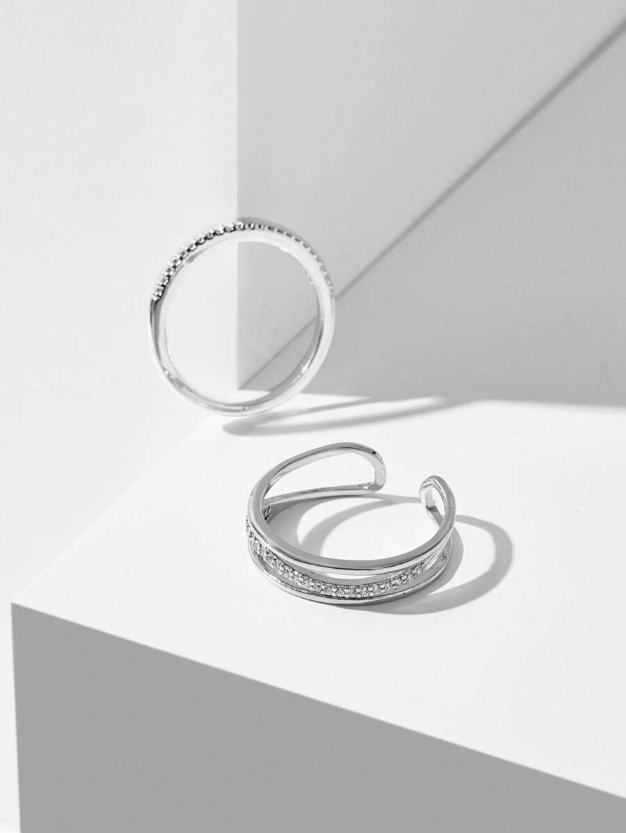 MOTF PREMIUM 2 件 18K 银色调多层网状开口戒指 - 金黃色 - 查看 1