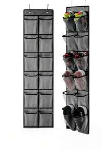 1 件多口袋 6 至 35 口袋牛津网门上鞋子收纳架坚固悬挂式衣柜储物节省空间鞋架适用于公寓宿舍房间整理节日礼物黑色