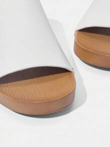 Styleloop 女士编织高跟凉鞋，波西米亚风格度假装 - 白色 - 查看 4