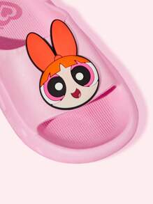 THE POWERPUFF GIRLS X SHEIN 可爱卡通花朵粉色女童儿童一脚蹬拖鞋幼儿和儿童防滑速干淋浴滑梯，轻便耐用的 EVA 材质，适合室内、浴室、游乐场、游泳池、海滩室内室外 - 粉色 - 查看 6