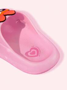 THE POWERPUFF GIRLS X SHEIN 可爱卡通花朵粉色女童儿童一脚蹬拖鞋幼儿和儿童防滑速干淋浴滑梯，轻便耐用的 EVA 材质，适合室内、浴室、游乐场、游泳池、海滩室内室外 - 粉色 - 查看 9