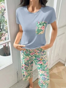 SHEIN 女士睡衣套装 女士夏季睡衣套装 碎花睡衣套装 女士夏季睡衣 碎花睡衣套装 女士睡衣套装 - 彩色 - 查看 3