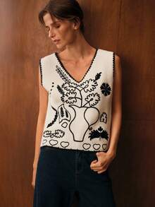 MOTF PREMIUM 刺绣套头无袖针织上衣 - 杏色 - 查看 5