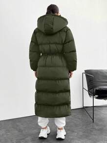 EURMUSE Waterproof, Keep Warm Feature, Double Colored Drawstring Detailed, Puffer Wintercoat - Army Green - View 2