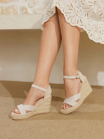 Styleloop 女士厚底坡跟凉鞋，罗马交叉绑带高跟防水露趾单带凉鞋，编织厚底鞋，波西米亚风旅行鞋，适合度假季、春夏季穿着